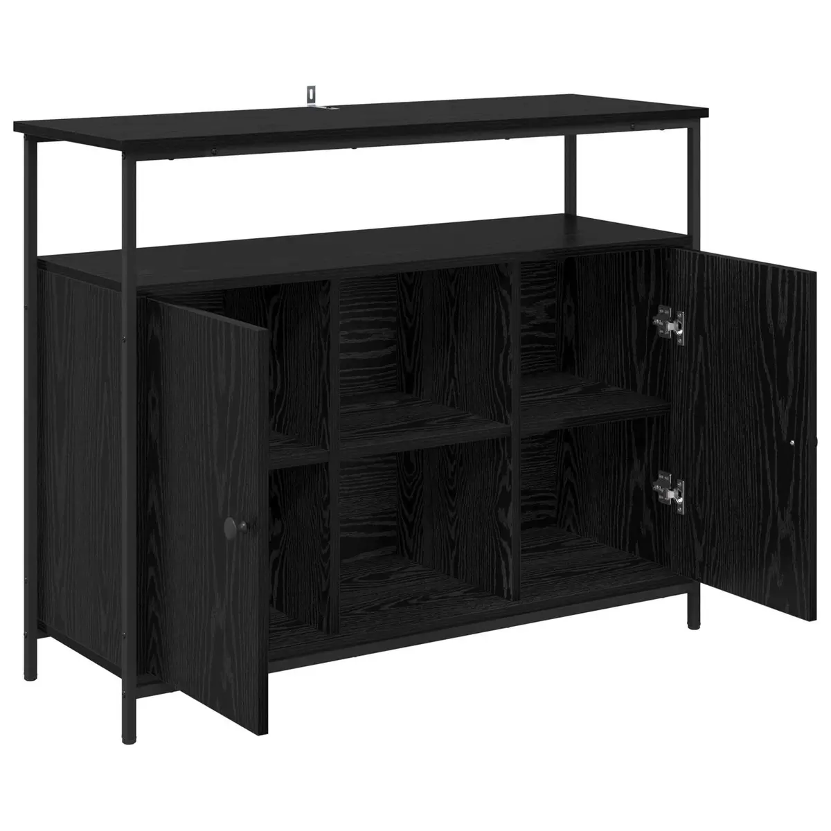 Sideboard Engineered Wood 100x35x80cm Black Oak Modern Storage Cabinet Buffet