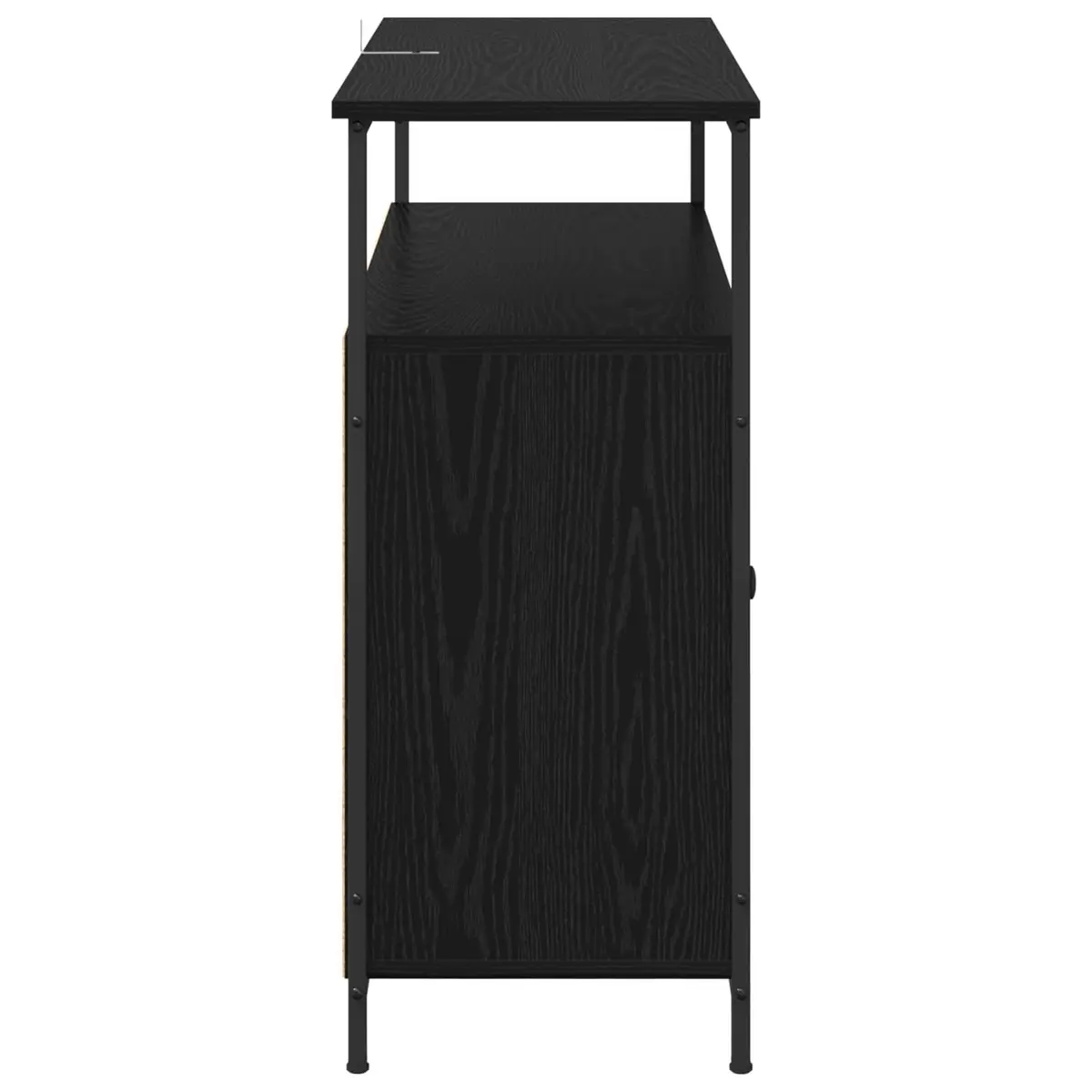 Sideboard Engineered Wood 100x35x80cm Black Oak Modern Storage Cabinet Buffet