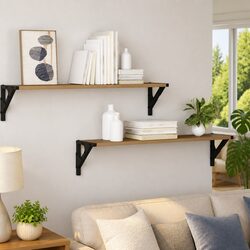 Brown Wall-Mounted Floating Shelves for Modern Storage
