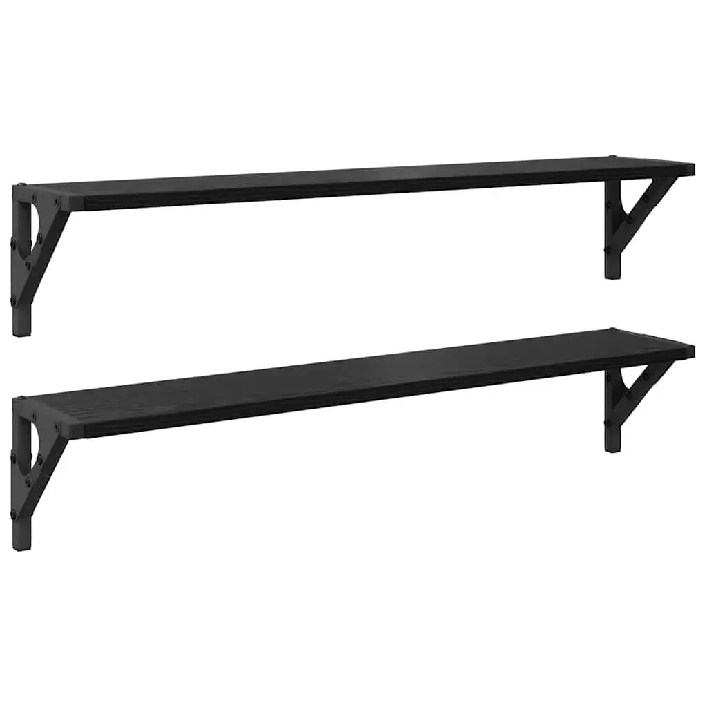 Wall Shelves Engineered Wood 80 x 15 x 15.5 cm Black 2 pcs