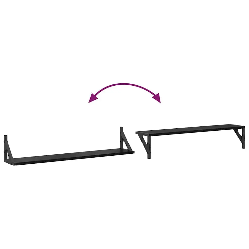 Wall Shelves Engineered Wood 80 x 15 x 15.5 cm Black 2 pcs