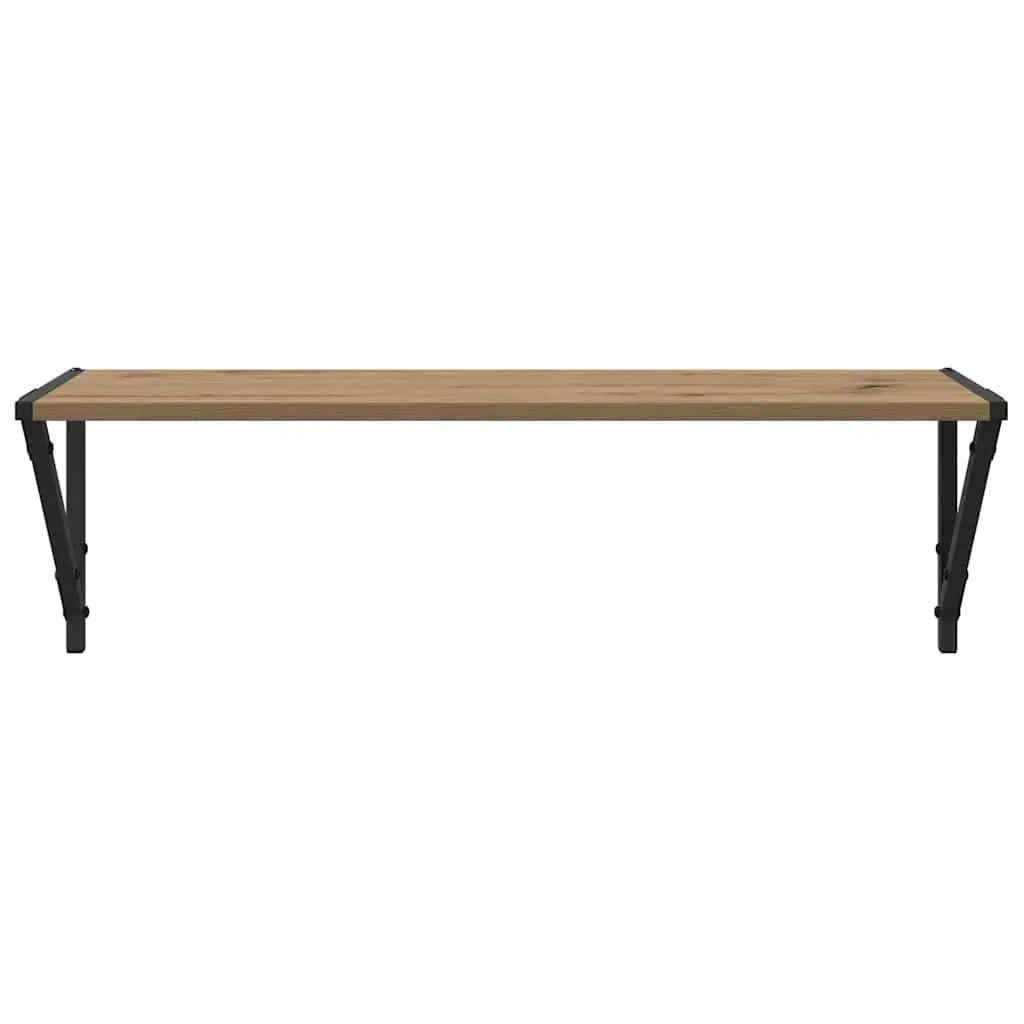 Engineered Wood Brown Floating Wall Shelves with Metal Frame