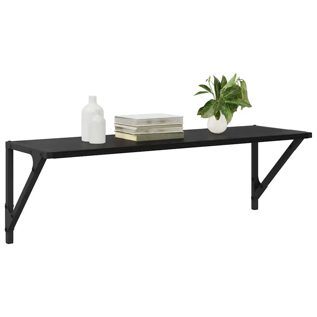 Black Wall Shelves 2 pcs, 80 x 25 x 25.5 cm