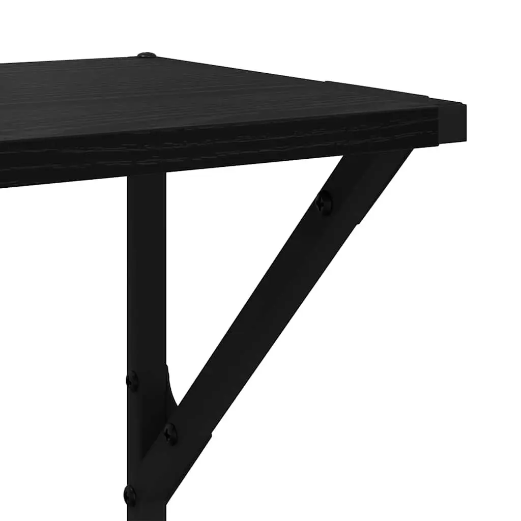 Black Wall Shelves 2 pcs, 80 x 25 x 25.5 cm