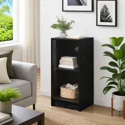 Sturdy Black Sideboard with Glass Doors for Modern Homes