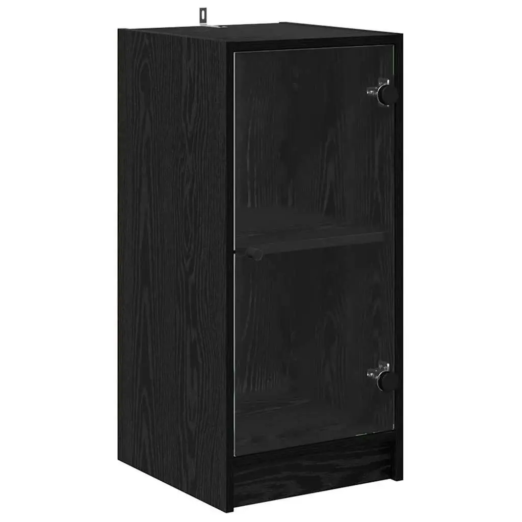 Sideboard Engineered Wood 35 x 37 x 76 cm Black with Glass Doors