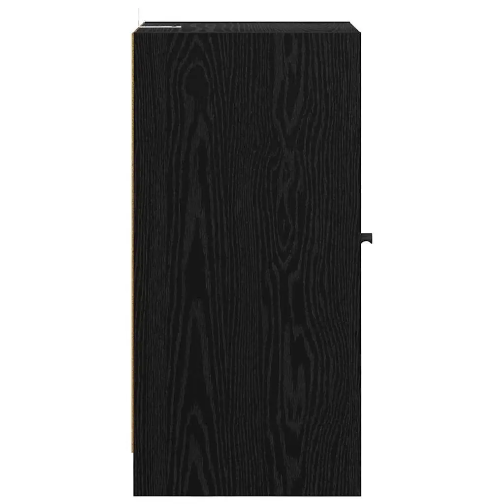 Sideboard Engineered Wood 35 x 37 x 76 cm Black with Glass Doors