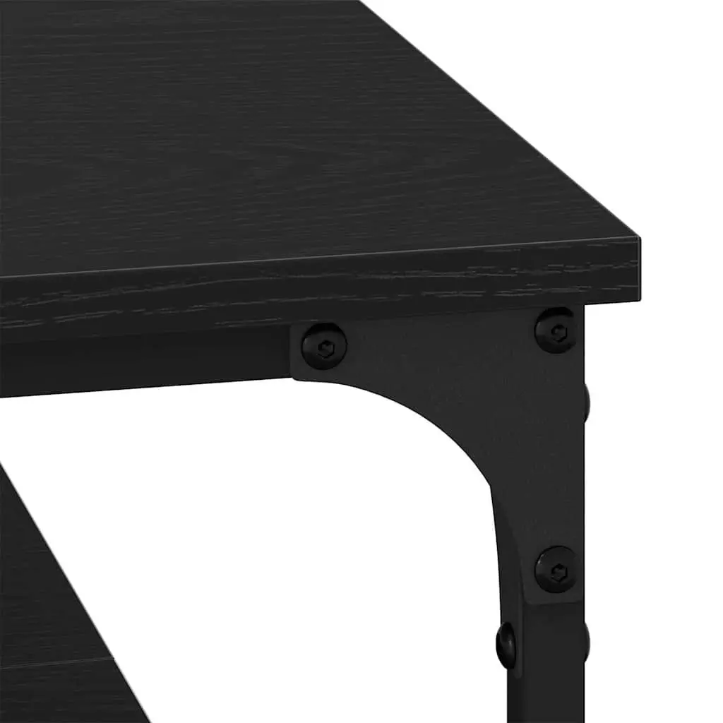 Black Industrial Coffee Table with Storage Shelves