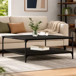 Black Oak Industrial Coffee Table for Modern Living