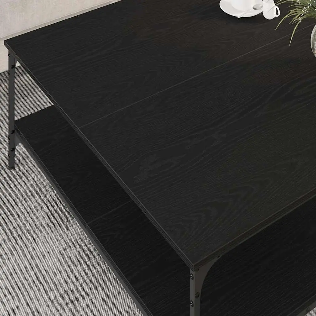 Industrial Coffee Table Black Oak 100x100x40cm Living Room Furniture Storage