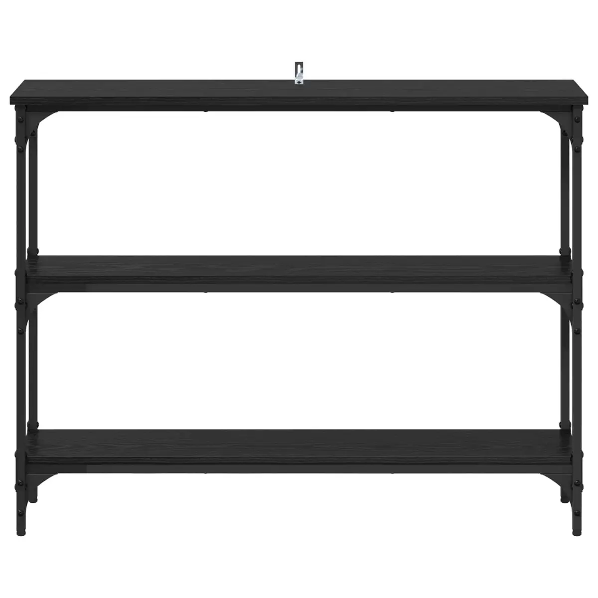 Console Table Engineered Wood Black Oak Industrial Style Storage Shelves