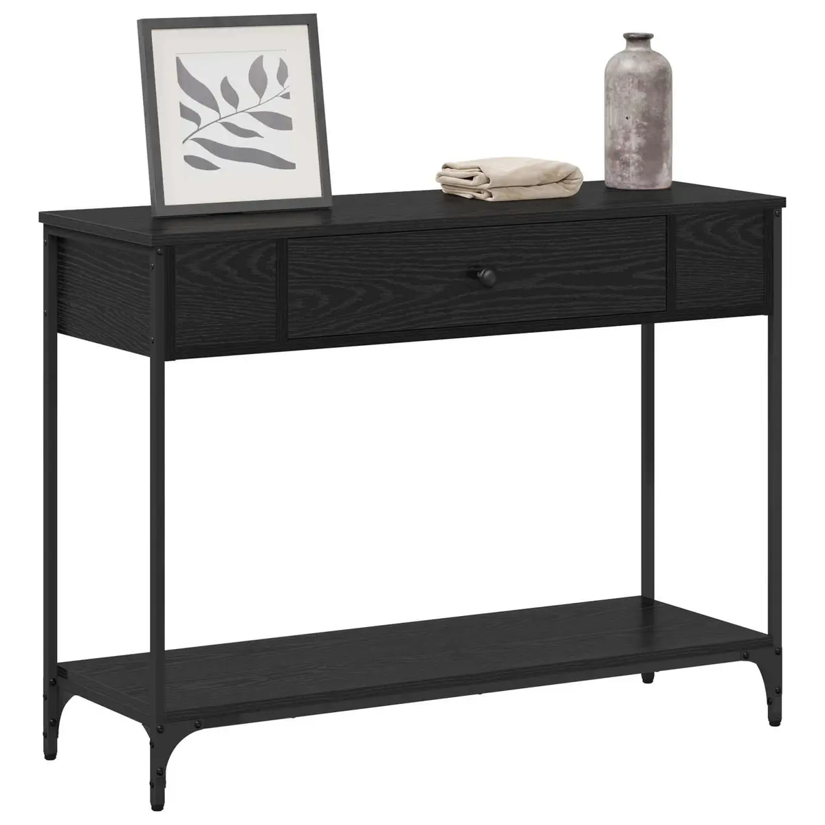Console Table Black Oak Engineered Wood Hallway Living Room Accent End Table