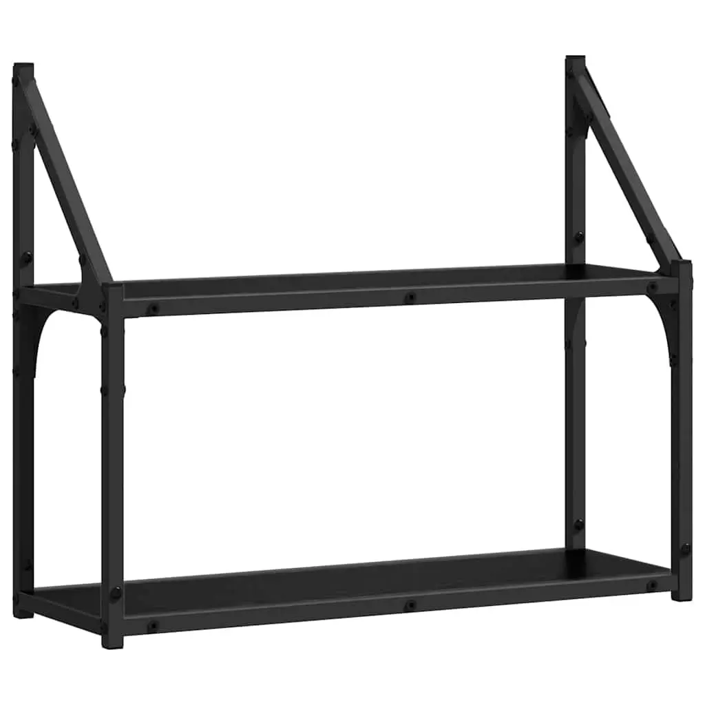 Black Oak Engineered Wood Wall Shelf for Display