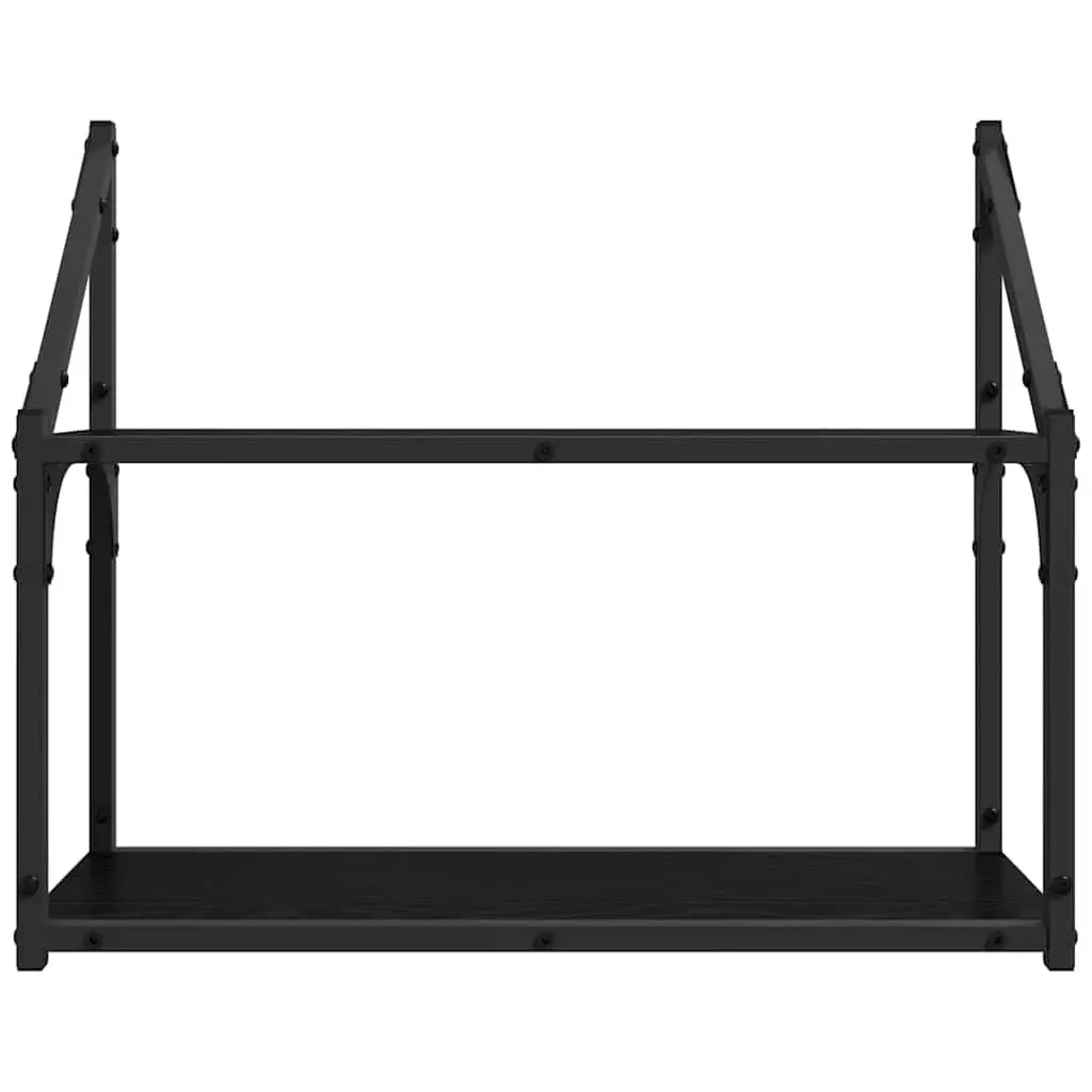 Black Oak Engineered Wood Wall Shelf for Display