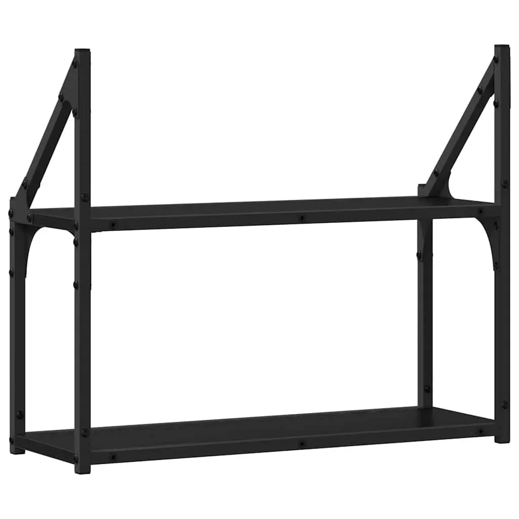 Black Oak Engineered Wood Wall Shelf for Display
