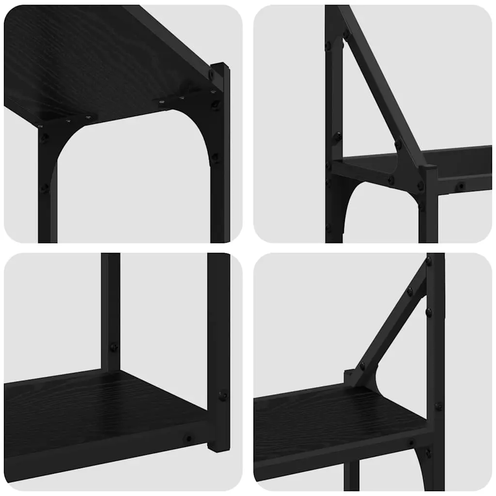 Black Oak Engineered Wood Wall Shelf for Display