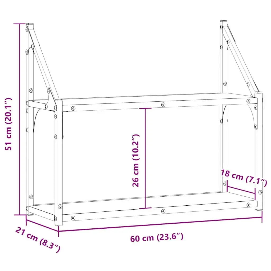 Black Oak Engineered Wood Wall Shelf for Display