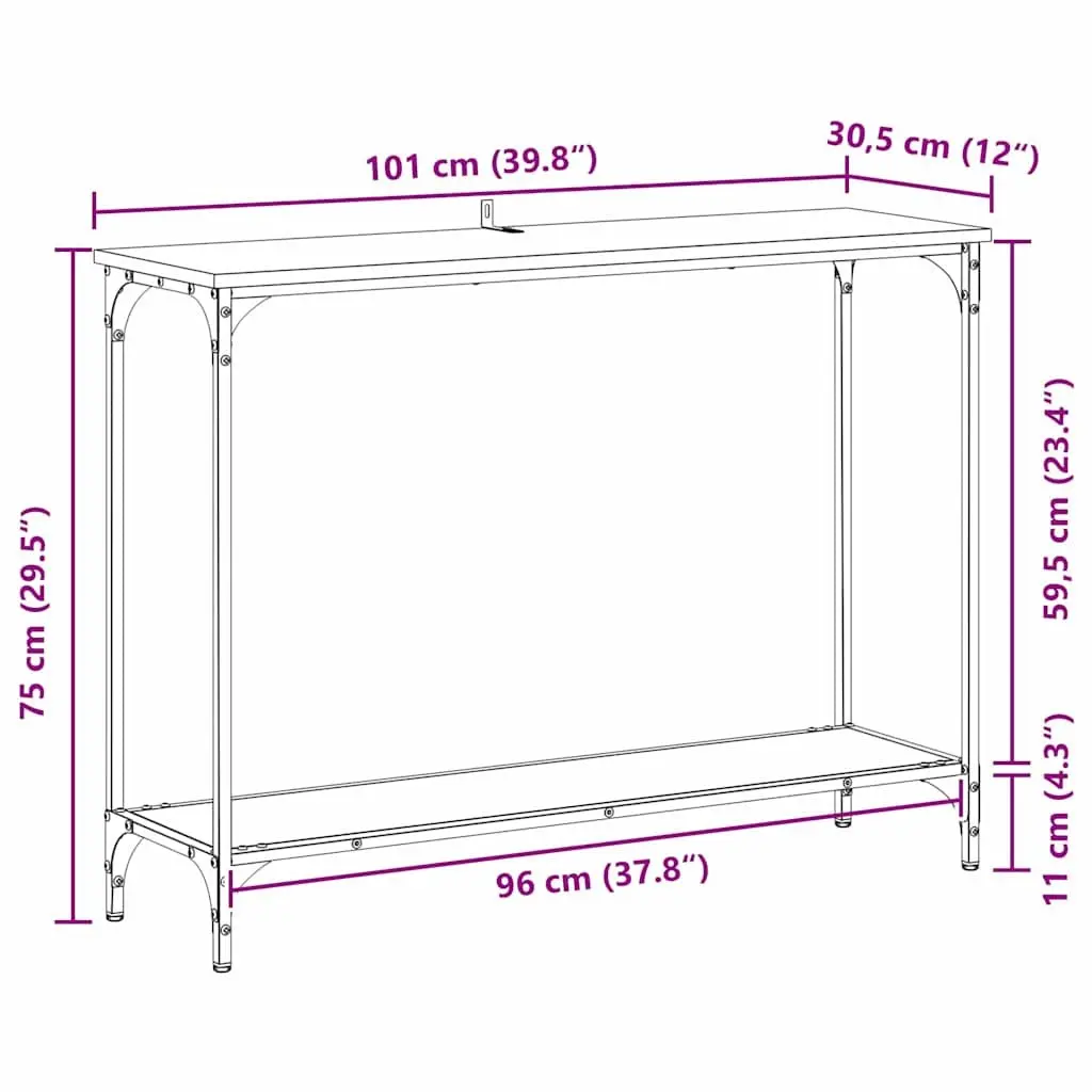 Black Engineered Wood Console Table for Display