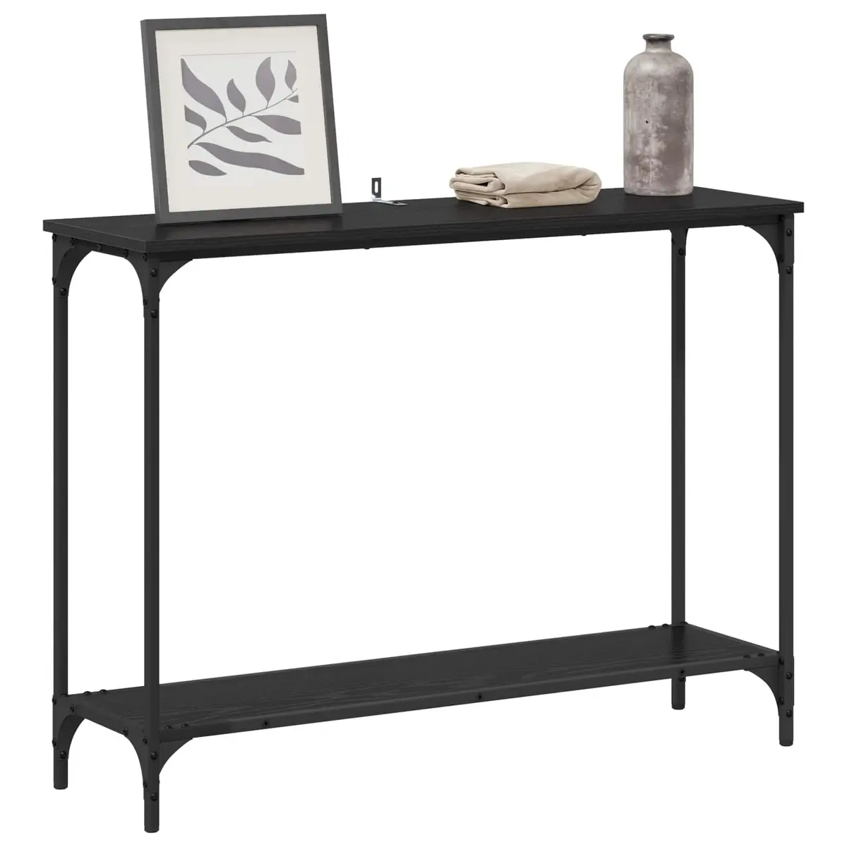 Black Engineered Wood Console Table for Display