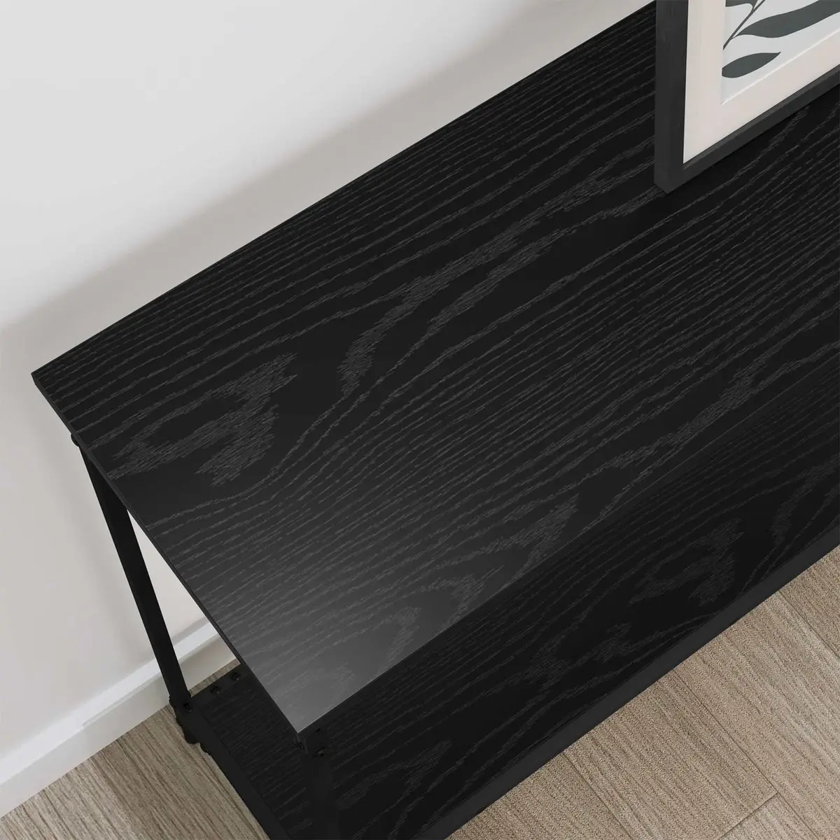 Black Engineered Wood Console Table for Display