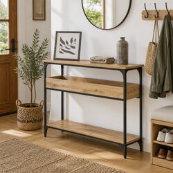 Engineered Wood Console Table with Steel Frame for Living Spaces