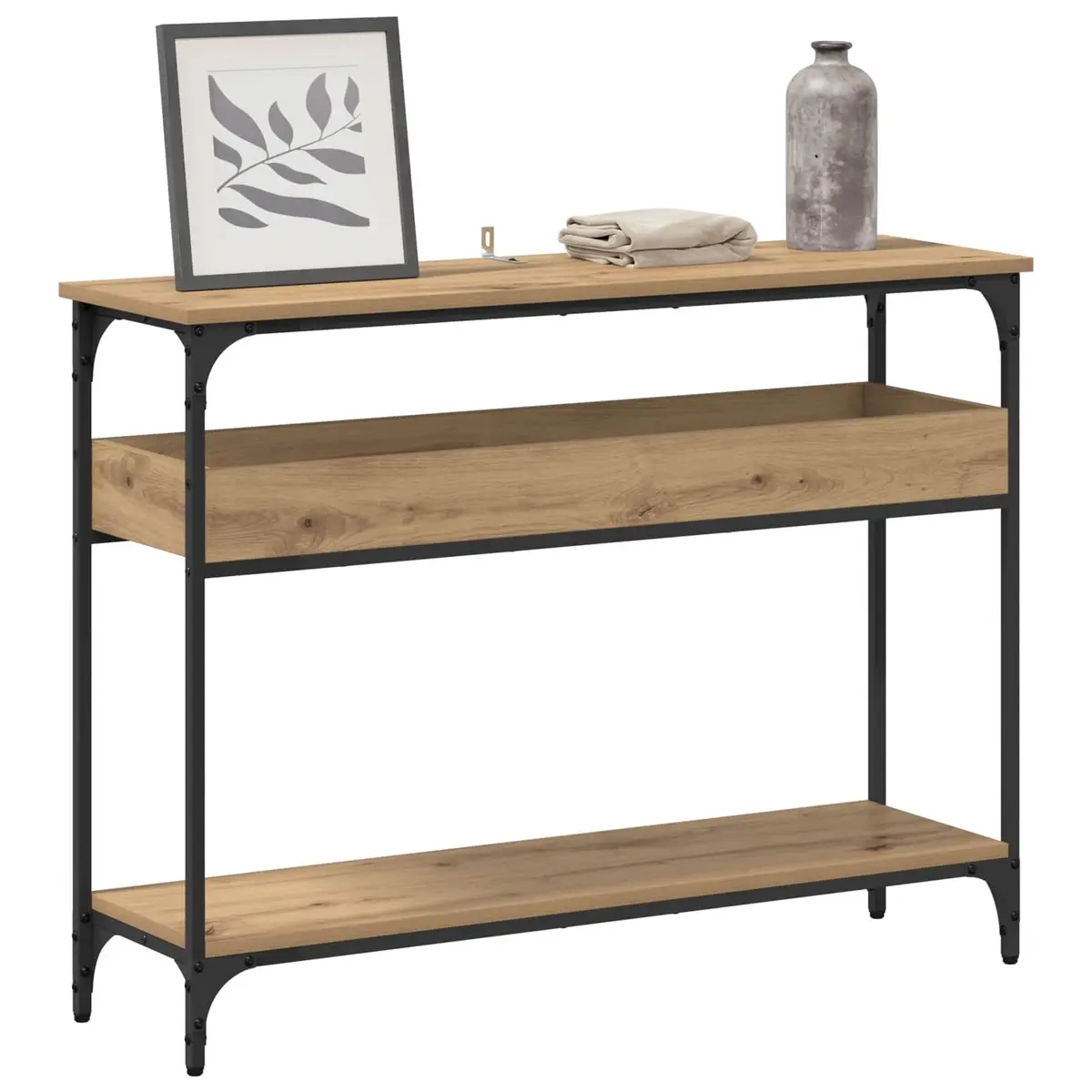 Engineered Wood Console Table with Steel Frame for Living Spaces