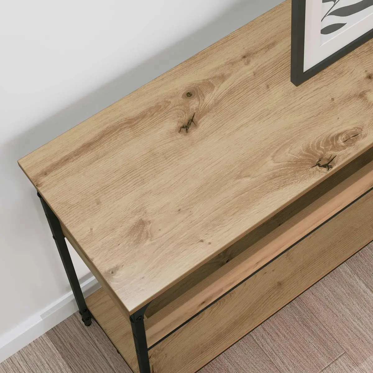 Engineered Wood Console Table with Steel Frame for Living Spaces