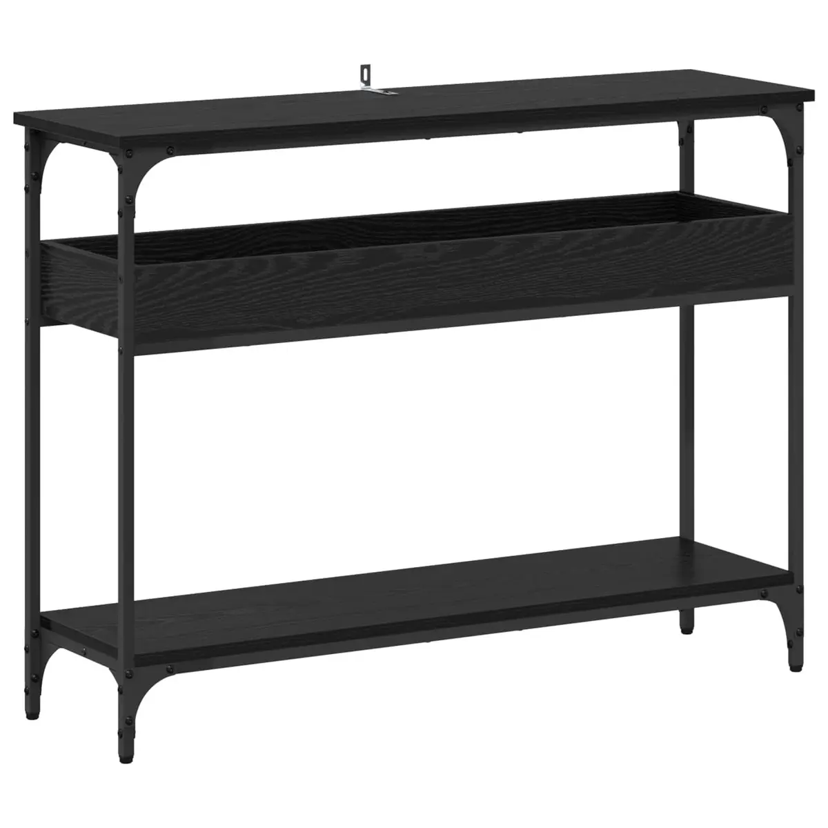 Console Table Black Oak Industrial Design Living Room Hallway Accent Furniture