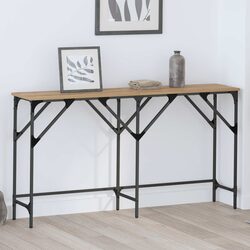 Brown Console Table with Hairpin Legs and Engineered Wood