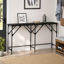 Black Oak Console Table 140cm with Steel Frame