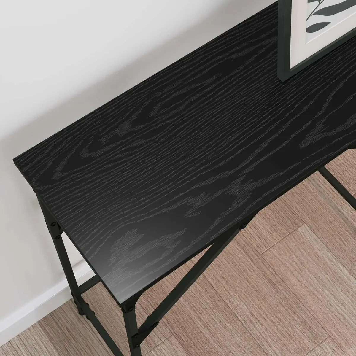 Black Oak Console Table 140cm with Steel Frame
