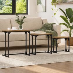 Industrial Style 3-Piece Nesting Coffee Table Set