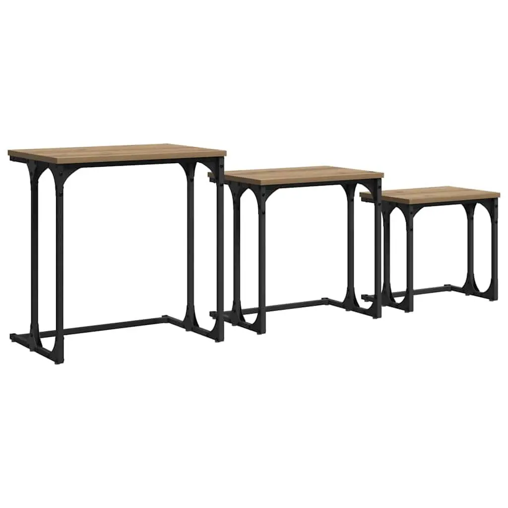Industrial Style 3-Piece Nesting Coffee Table Set