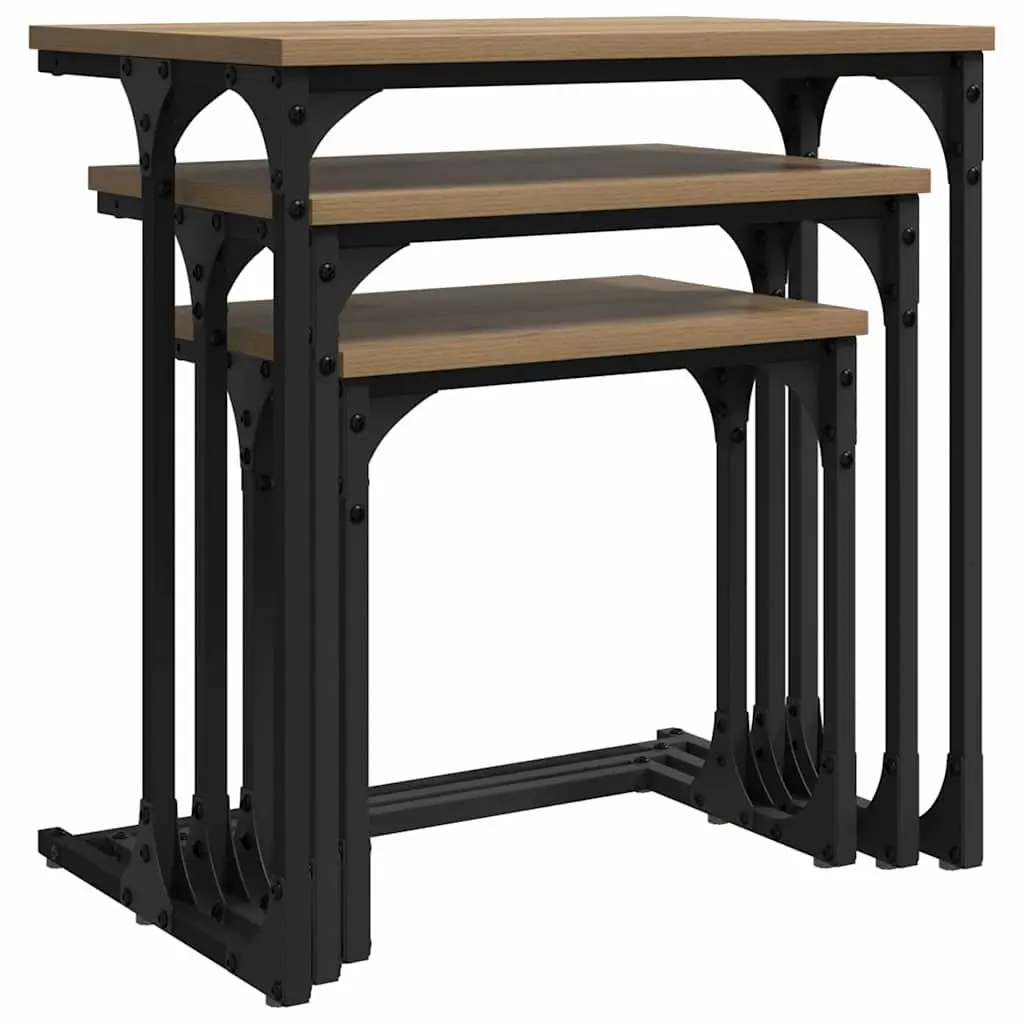 Industrial Style 3-Piece Nesting Coffee Table Set