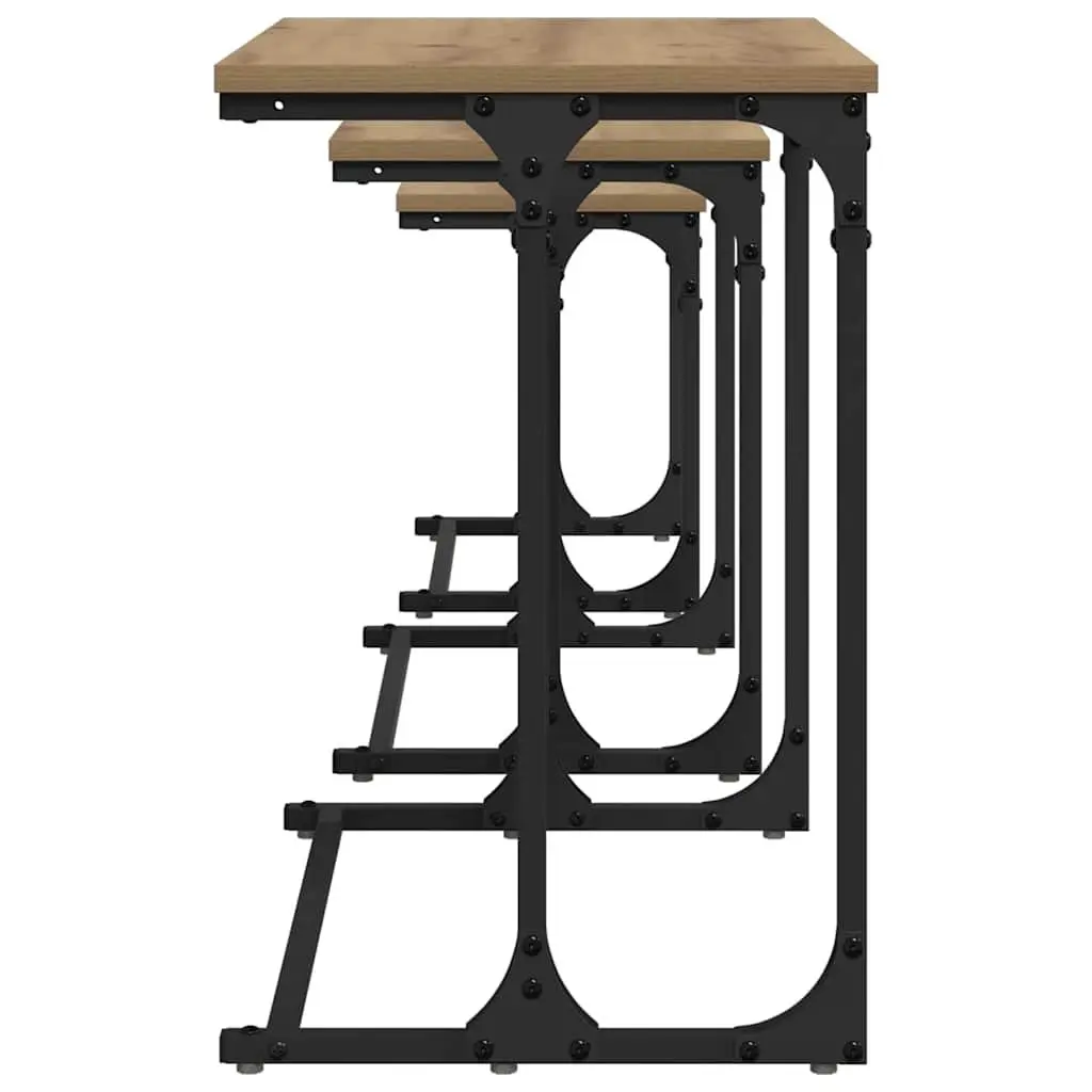 Industrial Style 3-Piece Nesting Coffee Table Set