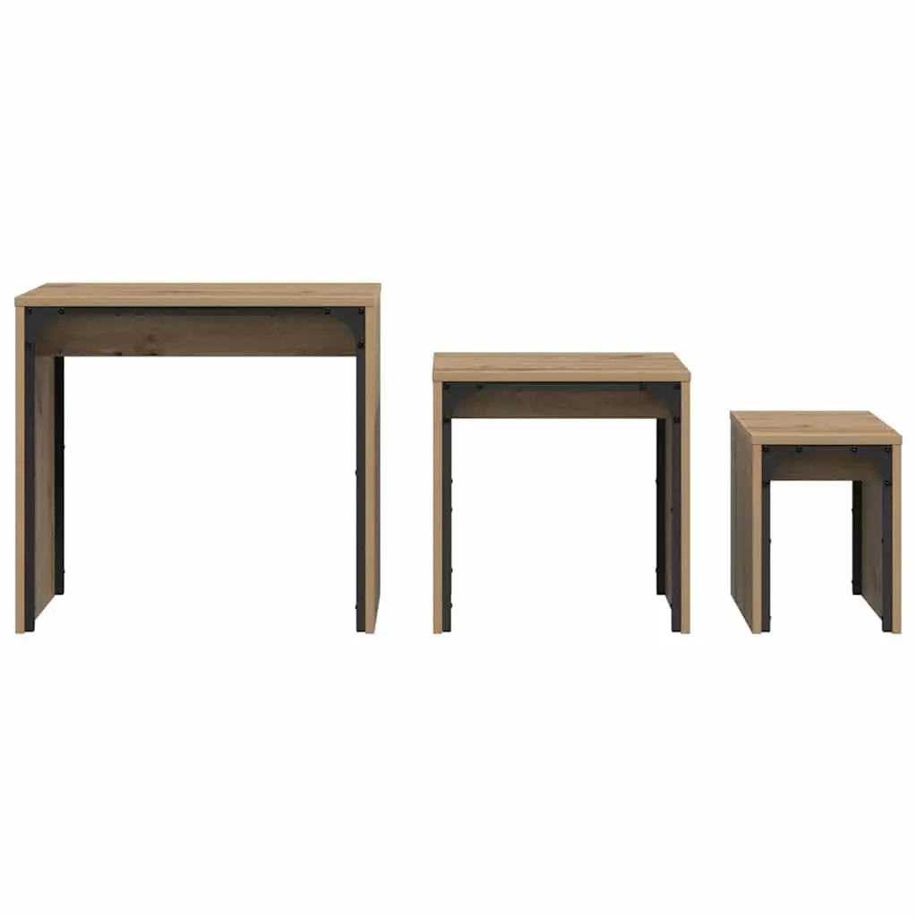 Nesting Coffee Table Set 3 pcs Brown Modern Rectangular Living Room Furniture