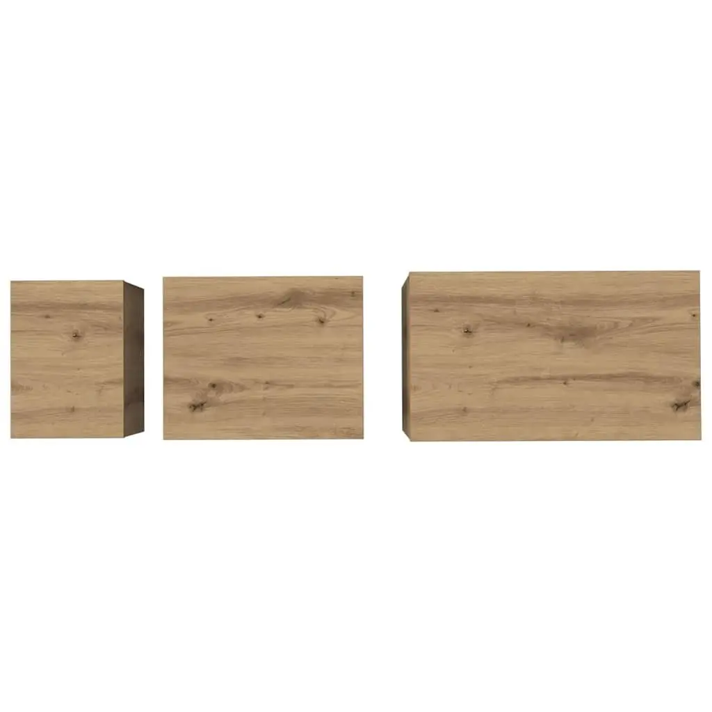 Nesting Coffee Table Set 3 pcs Brown Modern Rectangular Living Room Furniture