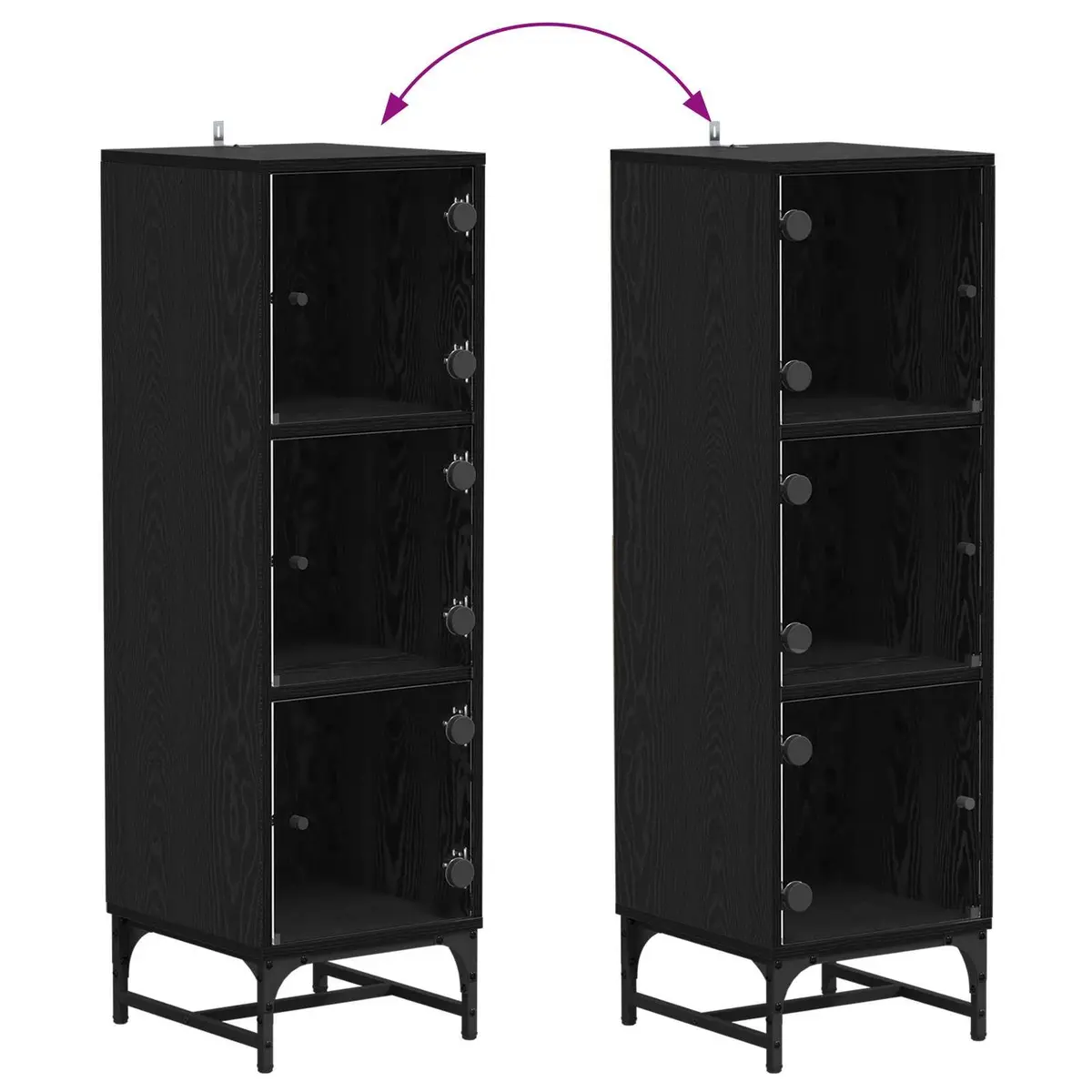 Black Sideboard Modern Storage Cabinet Dining Room Buffet Furniture Engineered
