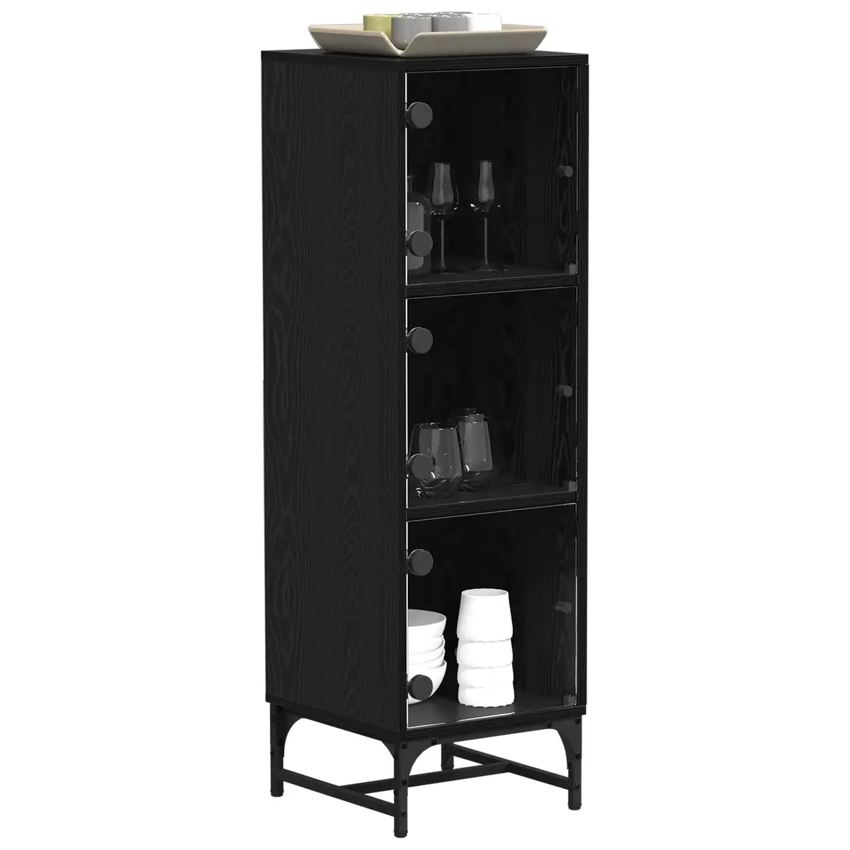 Black Sideboard Modern Storage Cabinet Dining Room Buffet Furniture Engineered