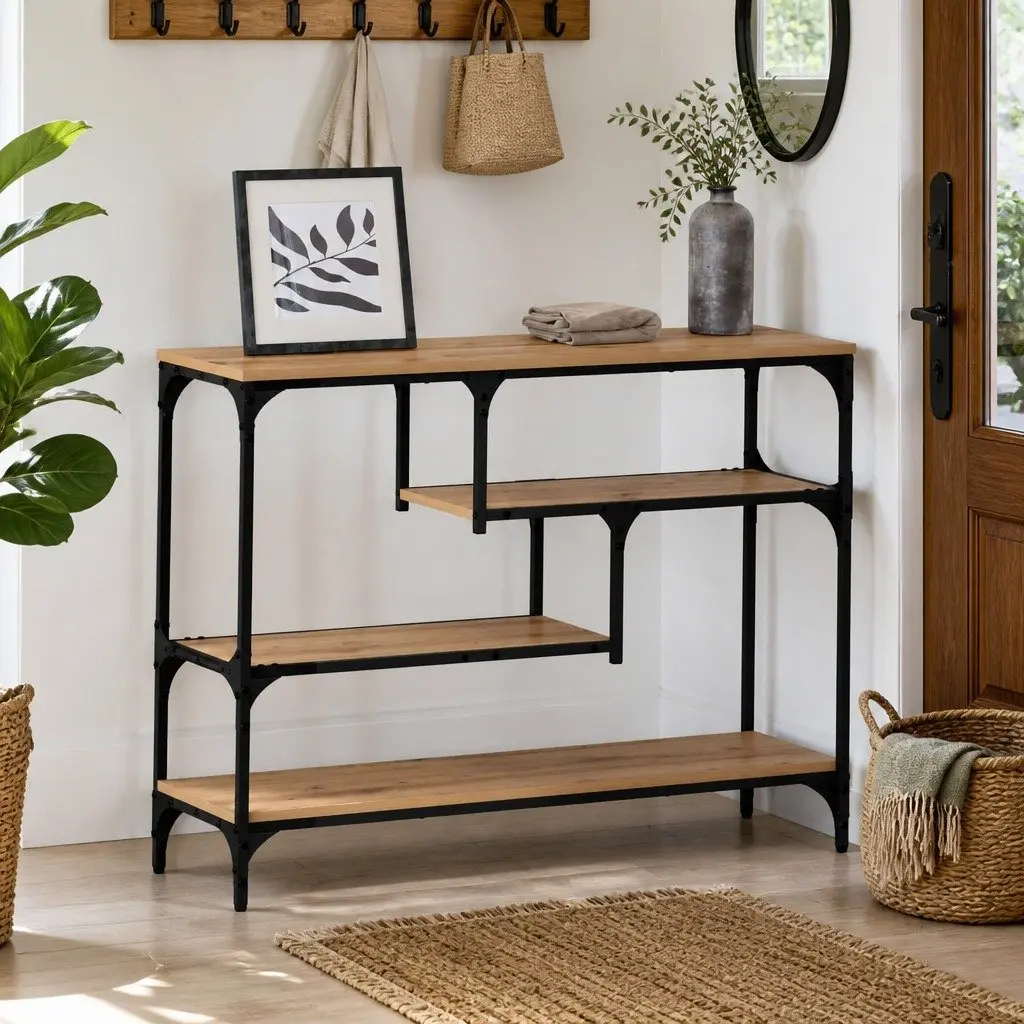 Narrow Console Table for Industrial Living Spaces