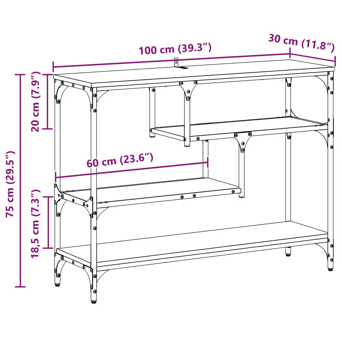 Narrow Console Table for Industrial Living Spaces