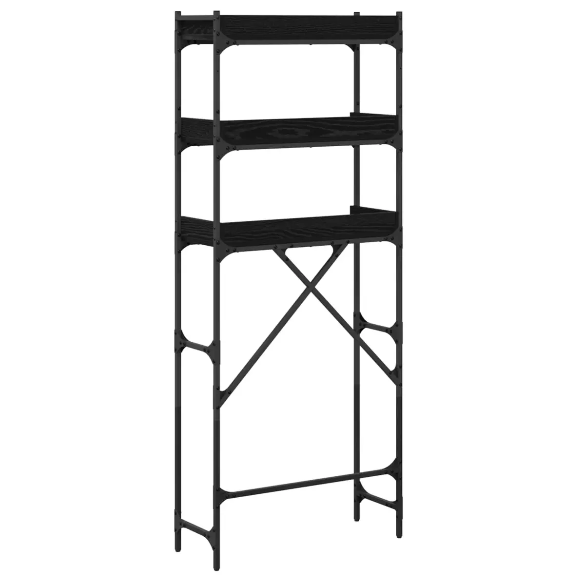 Washing Machine Shelf Engineered Wood Steel 67 x 25 x 163 cm Black