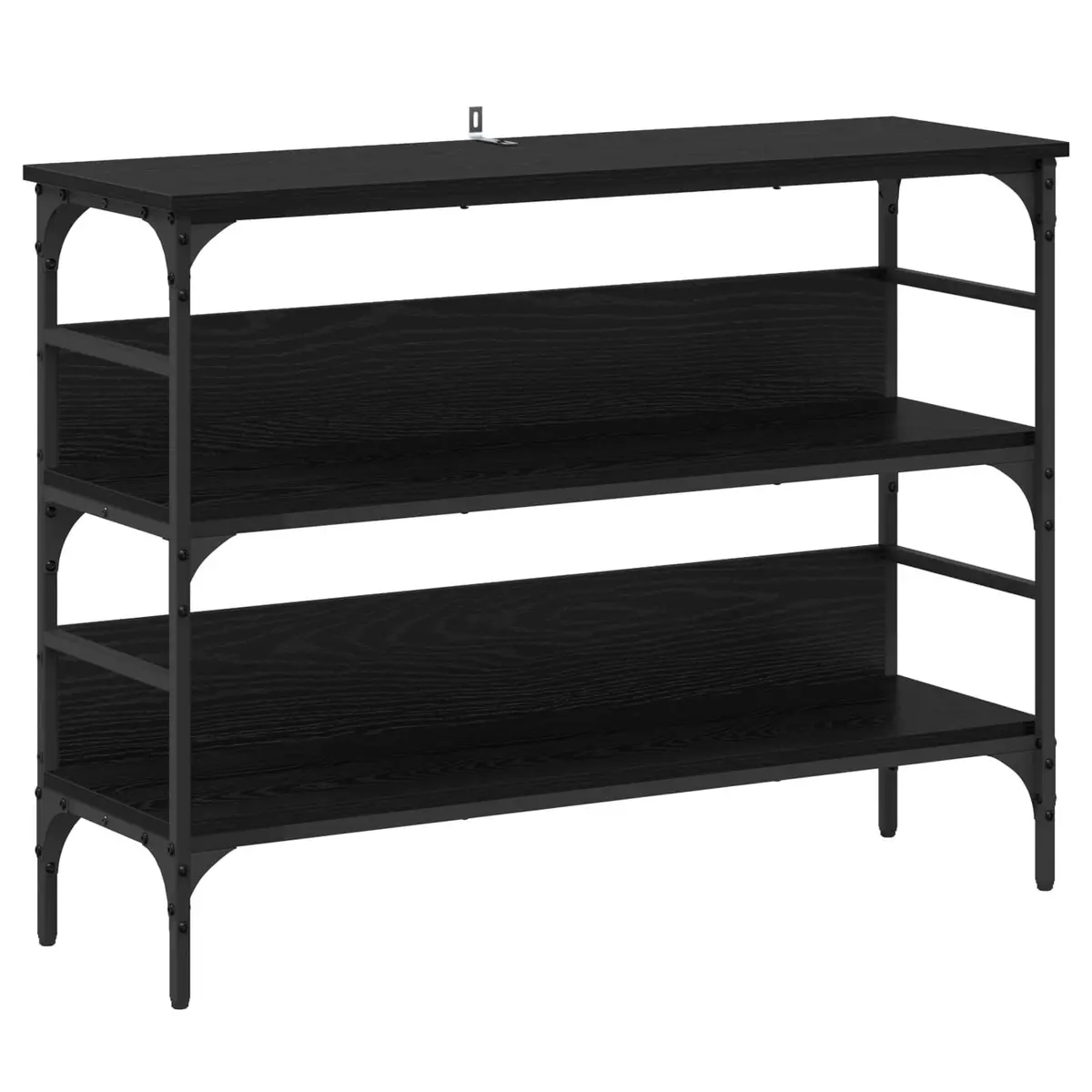Black Console Table with Engineered Wood and Steel Frame