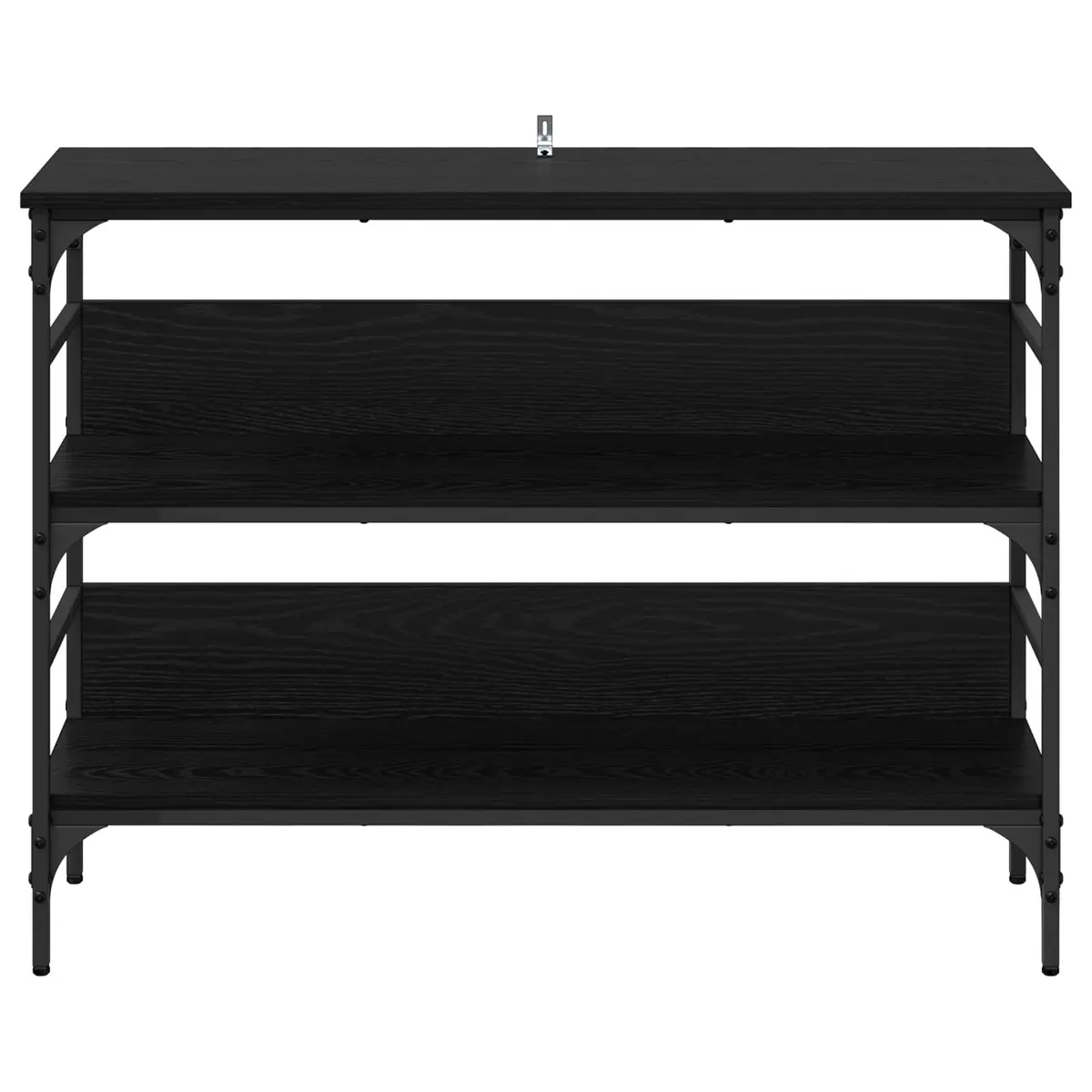 Black Console Table with Engineered Wood and Steel Frame