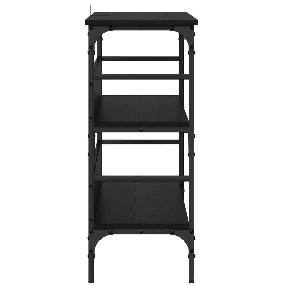 Black Console Table with Engineered Wood and Steel Frame