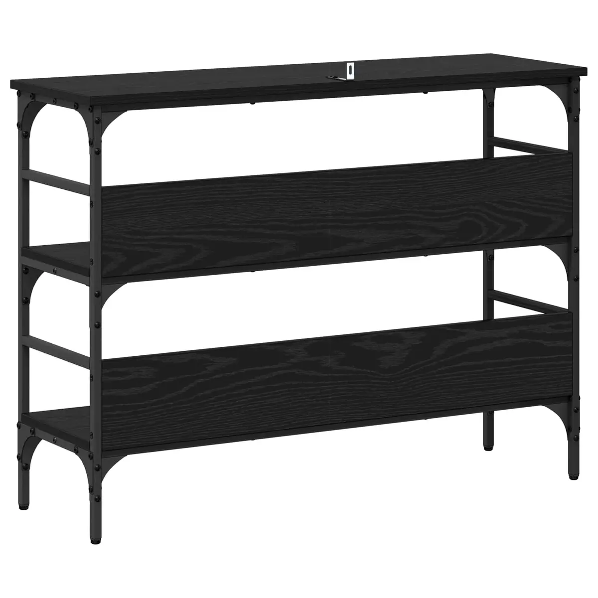 Black Console Table with Engineered Wood and Steel Frame