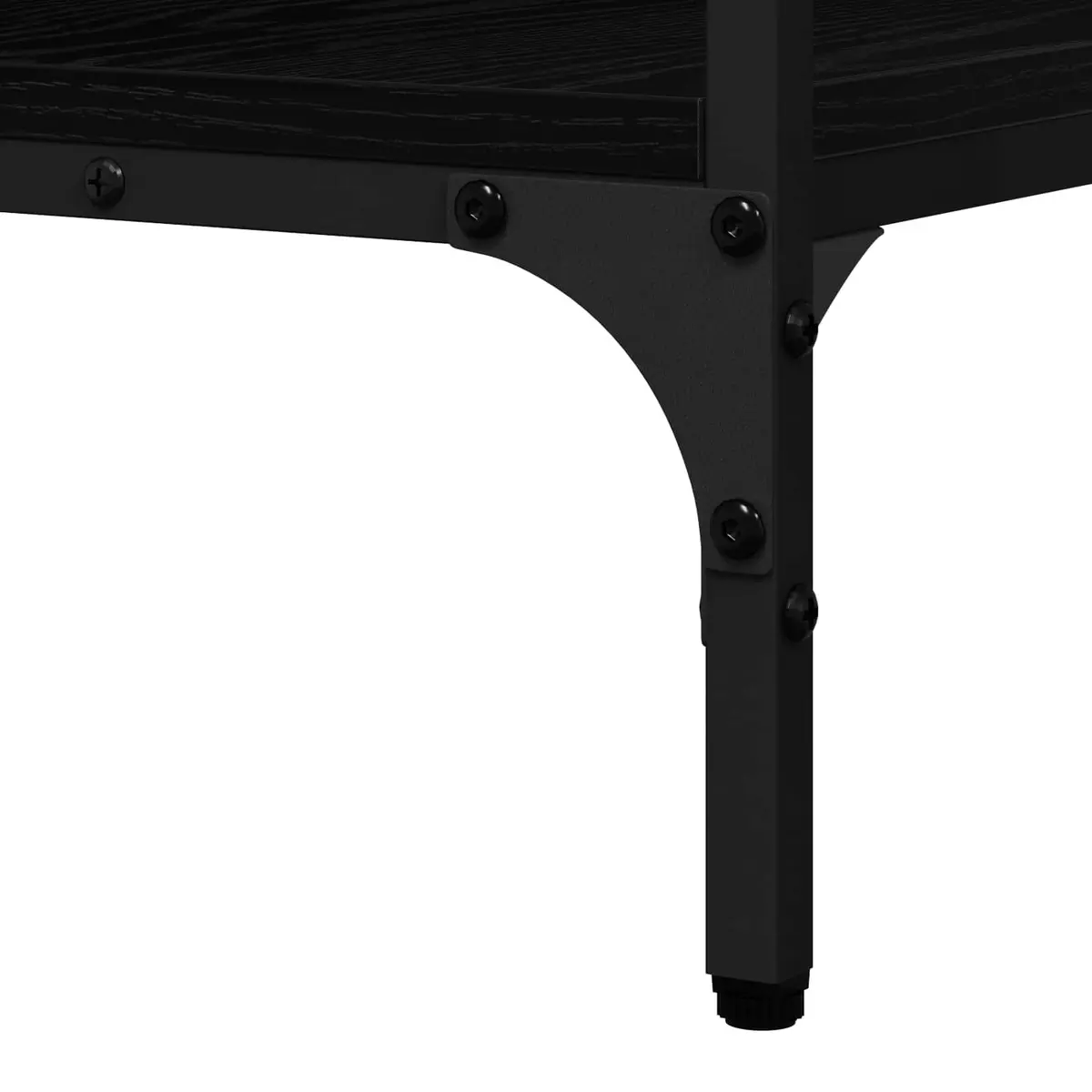 Black Console Table with Engineered Wood and Steel Frame