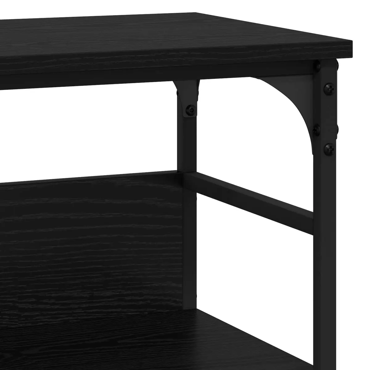 Black Console Table with Engineered Wood and Steel Frame