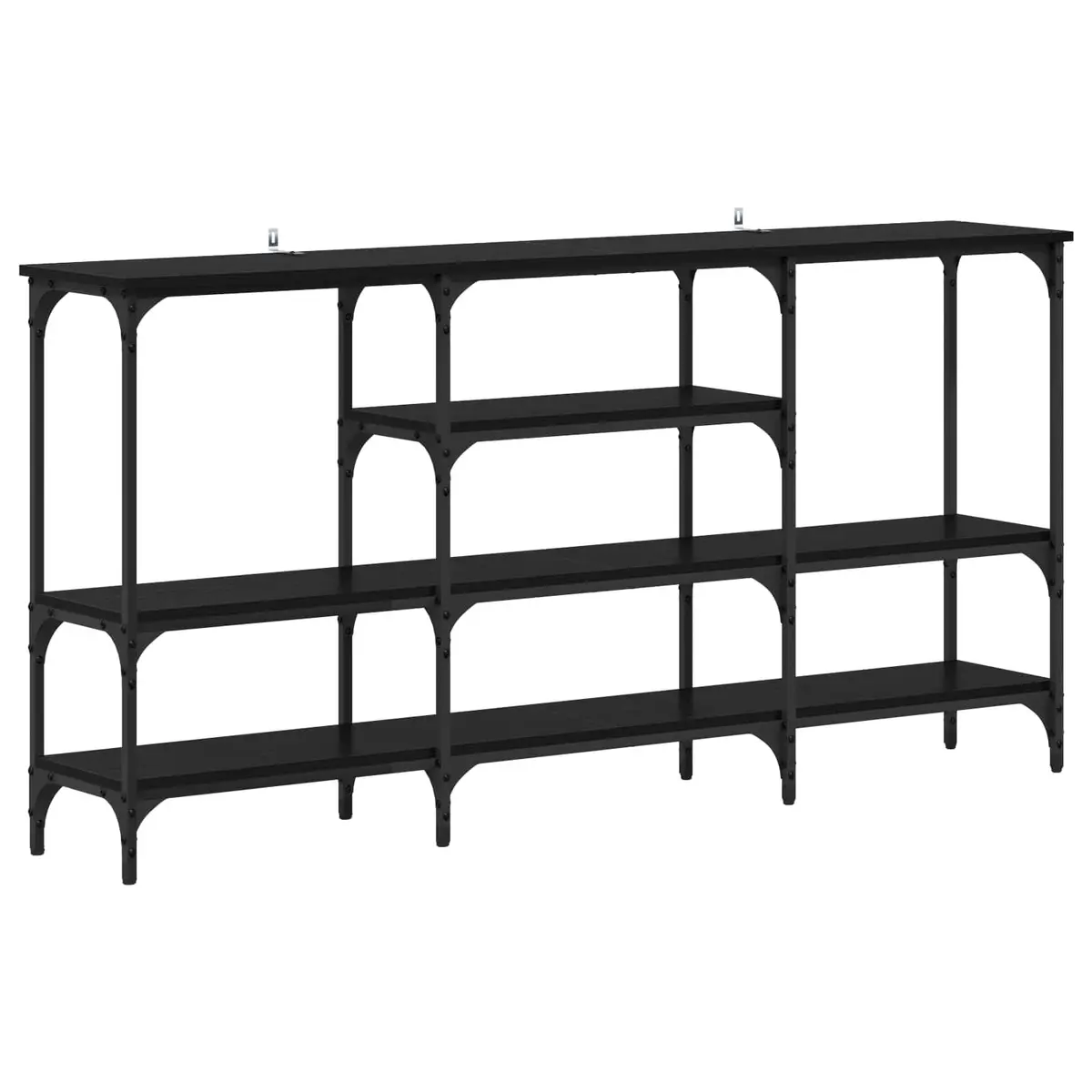 Industrial Black Oak Console Table with Steel Frame