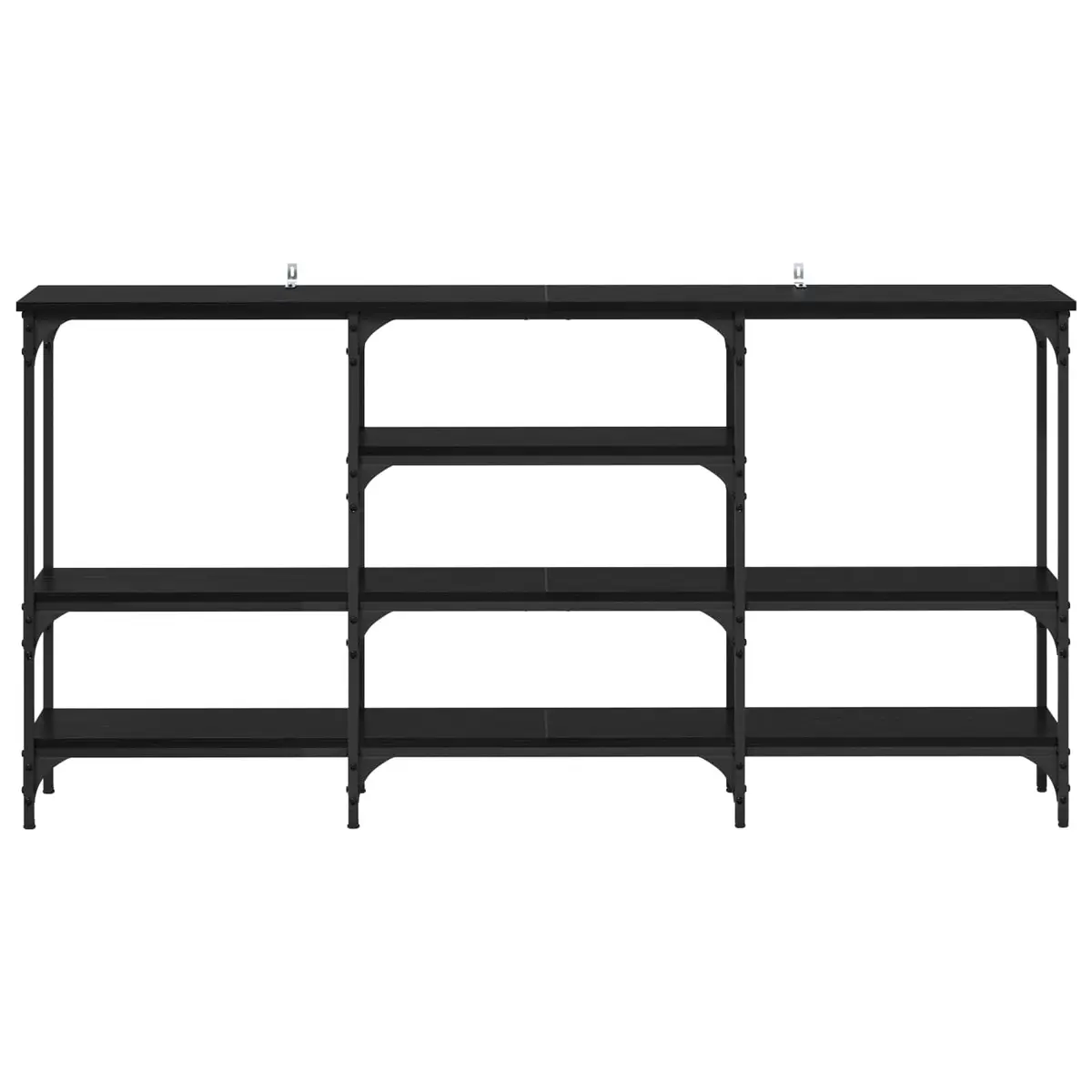 Industrial Black Oak Console Table with Steel Frame